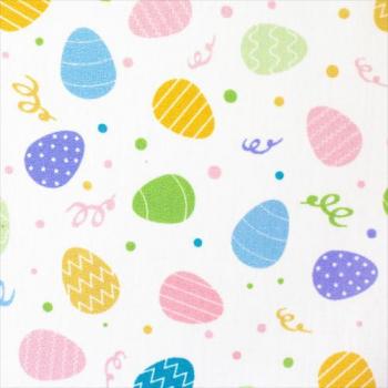 Bauwoll Druck Bunte Eier auf Weiß von Happy Easter by Swafing 